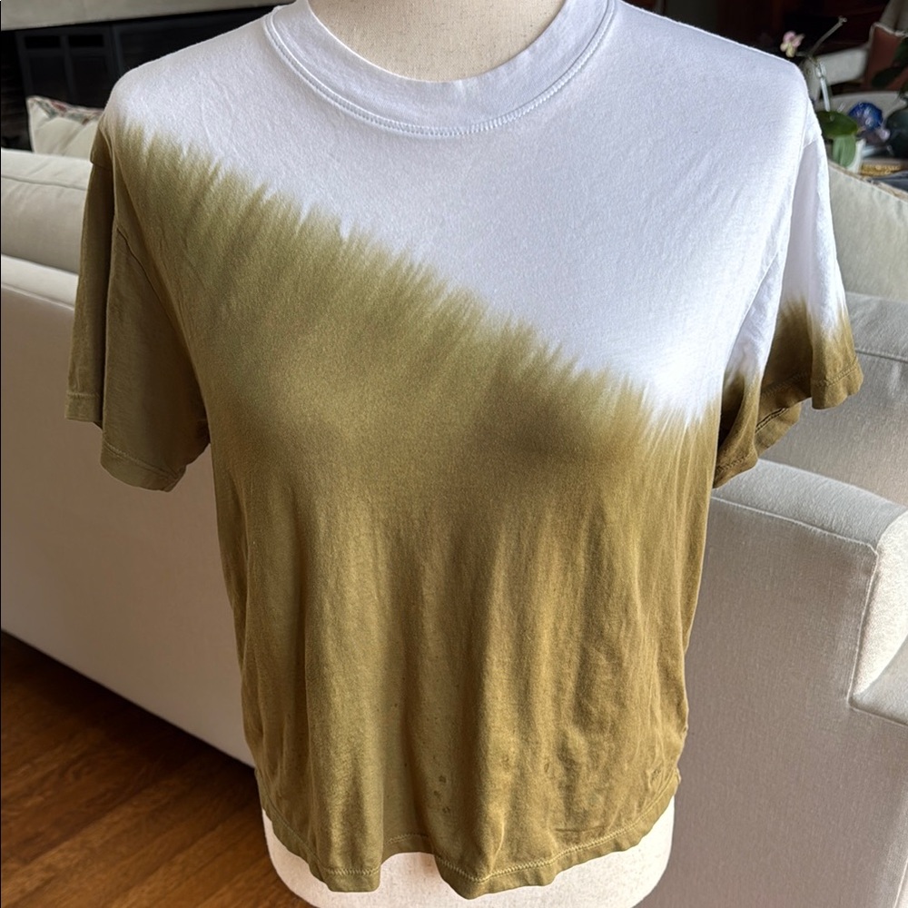 ATM Anthony Thomas Melillo Olive and White Short Sleeve Tee